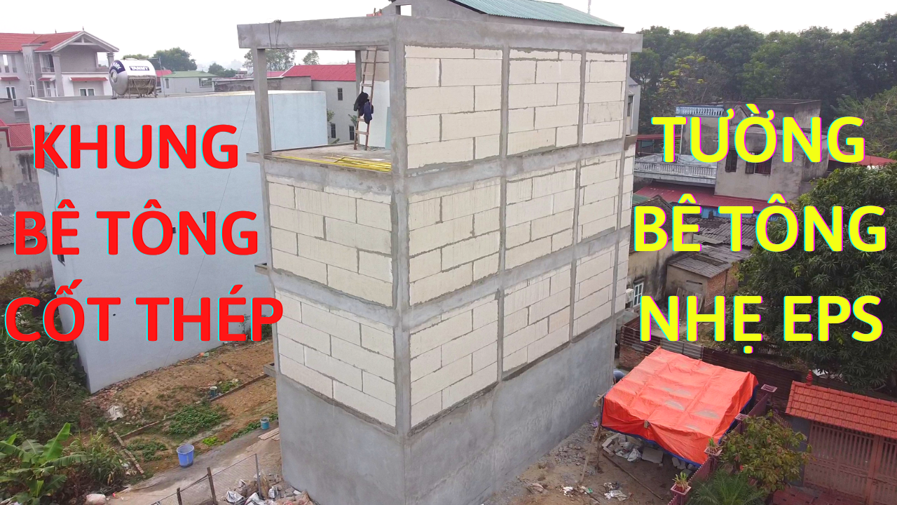Mô hình Nhà khung bê tông 4 tầng, lắp ghép bê tông nhẹ EPS Kim Long tại Hà Nội 